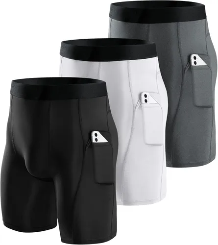 Niksa Pantalones cortos de compresión para hombre, paquete de 23, ropa interior de compresión para hombre, pantalones cortos atléticos, pantalones
