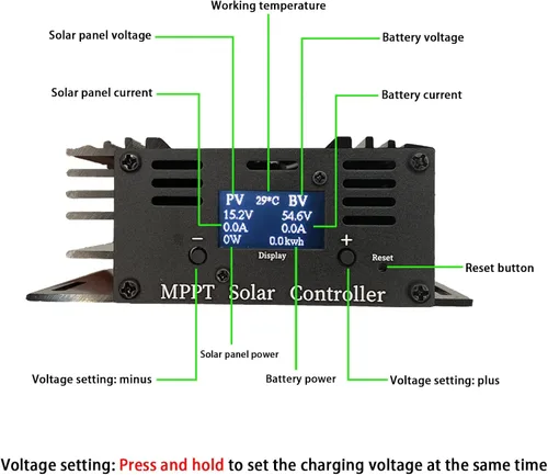 Miniatura 3 de Boost MPPT Controlador de carga solar 12A 24V/36V/48V/60V/72V Plomo-ácido LiFePO4 Gel Inundado Baterías etc en Carrito de Golf Bicicleta Eléctrica