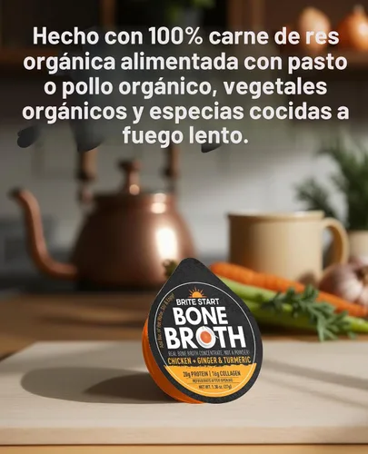 Miniatura 6 de Brite Start Caldo de Huesos - Paquete Variado - 4 Unidades - Concentrado Apto para Keto con 16g de Colágeno, 20g de Proteína Paleo - Hecho de Huesos