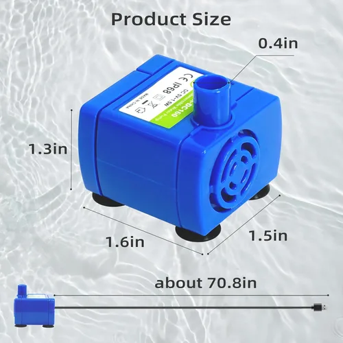 Miniatura 5 de Bomba de agua sumergible IP68 DR-DC160 para fuente de agua de gato BaoFum para cerámica Tritone, acero inoxidable, tapa de flor redonda, fuentes