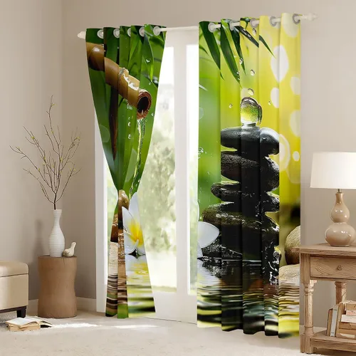 Miniatura 3 de Cortinas con piedras zen, cortinas de bambú para ventana de velas para niños, niñas, adolescentes, cortinas de tratamiento de ventanas de spa