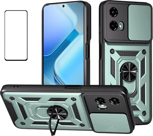 Miniatura 23 de Funda para Motorola Moto G 5G 2024 con protector de pantalla, funda protectora con protector de cámara, funda protectora con función atril para Moto
