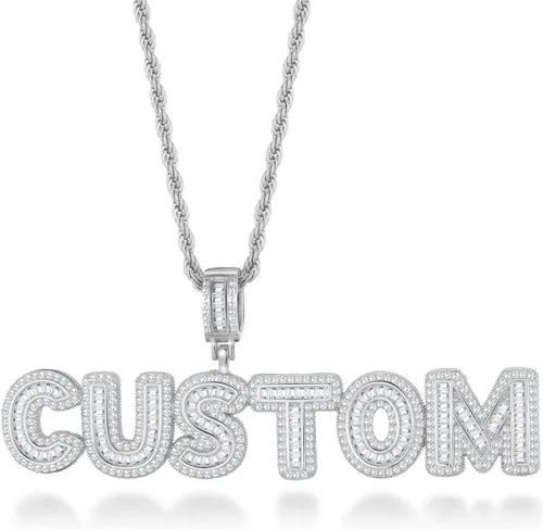 HDMENC - Collar con nombre personalizable, colgante de letra grabada para hombres y mujeres, colgante de letra inicial con cadena, joyería dorada