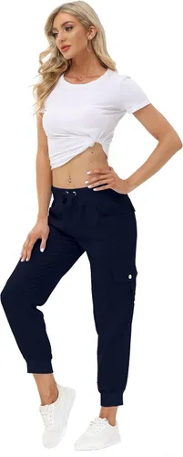 Miniatura 6 de MoFiz - Pantalones cargo, ligeros de senderismo para mujer, de secado rápido, informales, pantalones deportivos para viaje, con cintura elástica