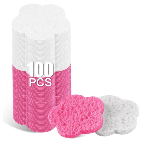 Miniatura 14 de 50 esponjas faciales comprimidas, esponjas faciales naturales, esponjas exfoliantes con forma de flor, reutilizables, el mejor regalo de maquillaje
