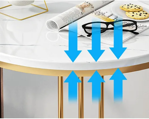 Miniatura 3 de Mesa de Centro 2 Tier Round Coffee Table, Creative Marble Pattern & Sturdy Metal e, Nordic Simple Small Side Table for Living Room, Balcony, Bedroom