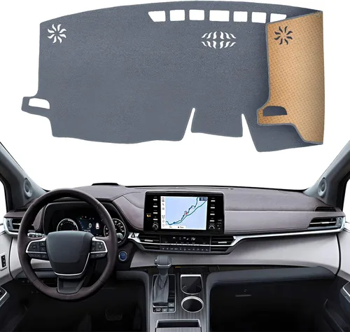 Miniatura 13 de Alfombrilla Cobertora para Salpicadero Compatible con Toyota Sienna 2010-2004 (Sin Modelos HUD), Alfombrilla Antirreflejos para Salpicadero