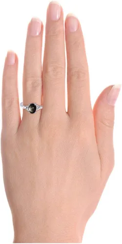 Miniatura 2 de Rylos Anillo para mujer con forma ovalada piedra preciosa de zafiro de estrella negra y diamantes brillantes genuinos en plata de ley 925 - piedra