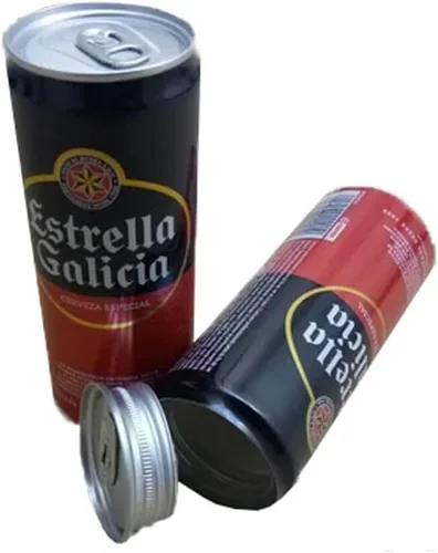Caja Fuerte Estrella Galicia Cerveza con Compartimento Oculto - Cristal Negro, Cerradura con Llave