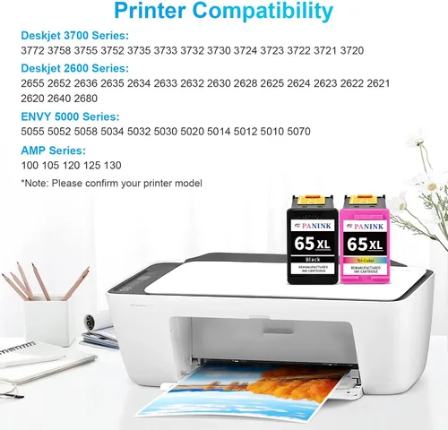 Miniatura 2 de Cartuchos de tinta remanufacturados de repuesto para impresora HP 65 XL HP 65 tinta HP65 65XL cartuchos de tinta color negro paquete combinado