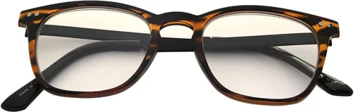 Miniatura 2 de Eyekepper Lectores Retro Cuadrado Plástico Marco Metal Brazos Lectura Gafas Ámbar/Negro Brazo +0.5