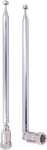 Fancasee Paquete de 2 antenas de radio FM telescópicas de 75 ohmios Tornillo F Tipo F Enchufe macho Adaptador de conector AM FM Antena para receptor
