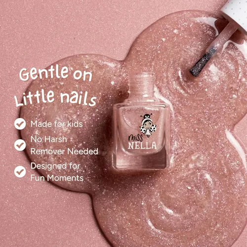 Miniatura 3 de MISS NELLA Abracadabra – Esmalte de uñas rosa brillante especial seguro para niños, fórmula no tóxica y sin olor para niños y bebés, a base de agua