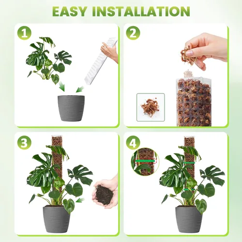 Miniatura 5 de EOX 2 Piezas Postes de Musgo de Plástico de 48 Pulgadas para Monstera, Postes Grandes en Forma de D para Plantas Trepadoras que Funcionan con Musgo