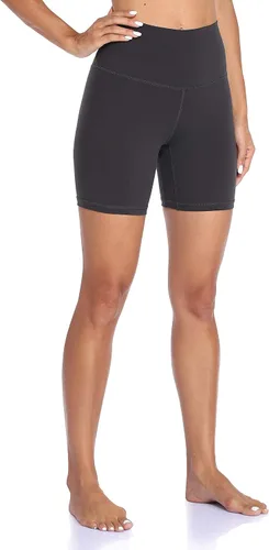 YUNOGA Pantalones cortos de yoga de cintura alta para mujer, pantalones cortos de ciclismo atléticos de entrenamiento de 6 a 8