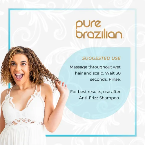 Miniatura 4 de PURE BRAZILIAN Acondicionador diario antiencrespamiento con queratina y acai, complejo suavizante y fortalecedor para cabello más brillante sin