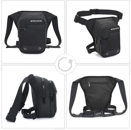 Miniatura 5 de Peicees Bolsa de pierna caída para hombres y mujeres, bolsa de cintura táctica, bolsa de muslo al aire libre, mochila cruzada para motocicleta