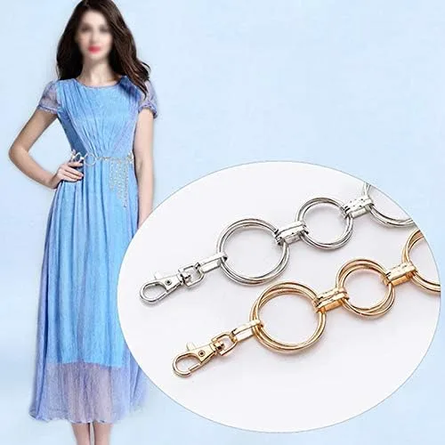 Miniatura 5 de Goclothod Womens Metal Chain Dress Belt Skinny Waist Belt Golden Silver Waistband