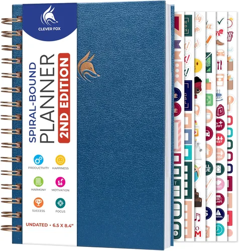 Miniatura 18 de Clever Fox - Agenda 2ª Edición – Planificador de Metas Semanales y Mensuales Colorido, Organizador de Gestión del Tiempo y Productividad, Sin Fecha