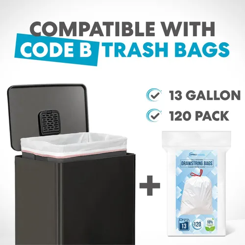 Miniatura 2 de SIMPLI-Magic 13.2 galones (50L) Tacho de basura con pedal – Bote de basura para cocina con tapa de cierre lento – Control de olores, manos libres