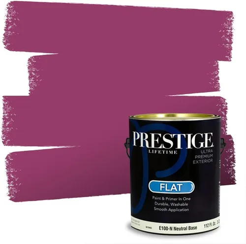 Miniatura 154 de Prestige Paints E100-T-SW6591 Pintura exterior e imprimación en uno, 1 galón, plano, combinación comparable de Sherwin Williams Amaryllis, 1 galón