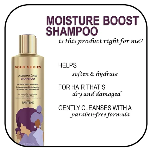 Miniatura 3 de Pantene ProV Gold Series Boost, champú de humedad, 9.1 onzas líquidas