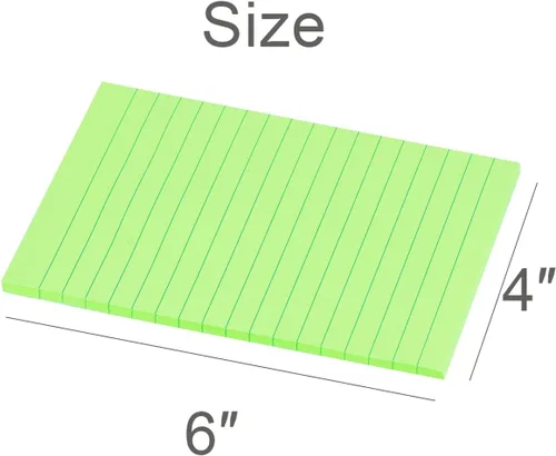 Miniatura 2 de Vanpad Notas adhesivas forradas de 4 x 6 pulgadas, color verde brillante con rayas, notas adhesivas súper adherentes, adhesivo fuerte, 6