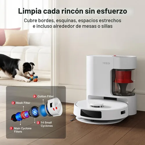 Miniatura 6 de Yeedi C12 Plus Robot aspiradora y trapeador, succión fuerte de 8000 Pa, almacenamiento de polvo de 7 semanas, contenedor de polvo sin bolsa