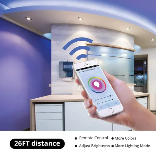 Miniatura 2 de WBM Smart Tira de luces LED RGB, IP65 impermeable de 16.4 pies de largo, compatible con Alexa, Google Home, control de aplicación para el hogar