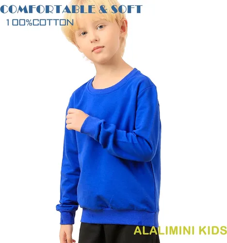 Miniatura 4 de ALALIMINI Sudaderas para niños y niñas, cuello redondo, de algodón, de manga larga