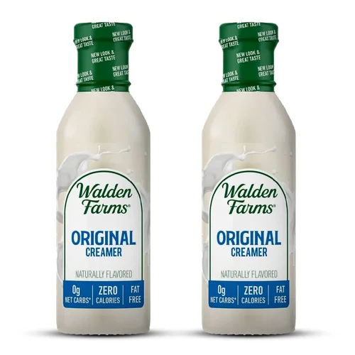 Walden Farms Original Coffee Creamer – Cero calorías, sin grasa, sin azúcar, baja en carbohidratos, apta para dieta cetogénica, sin lácteos, vegana