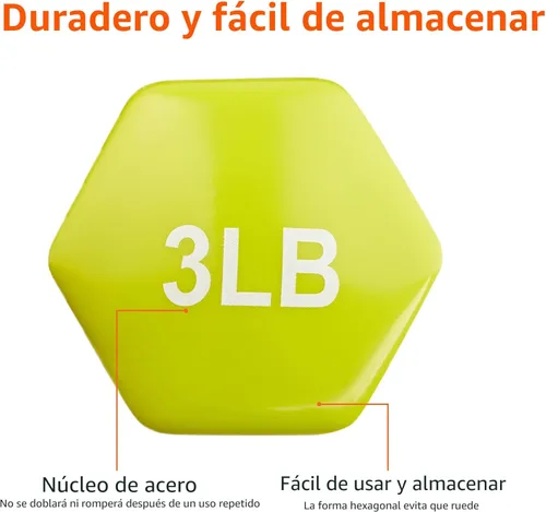 Miniatura 3 de Amazon Basics - Mancuernas con revestimiento de vinilo para mano