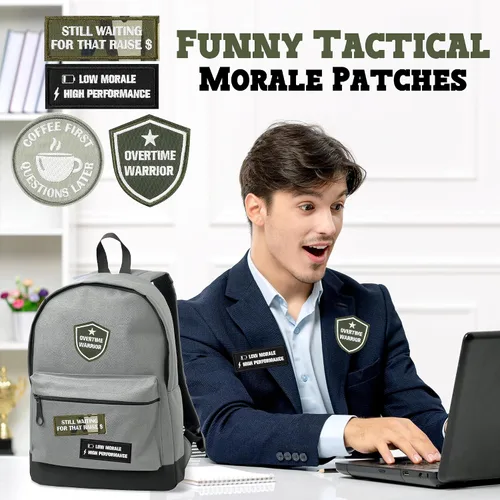 Miniatura 3 de 4 parches tácticos divertidos de moral con gancho y bucle, para la oficina, para coser en apliques bordados, emblema, estilo militar, manualidades