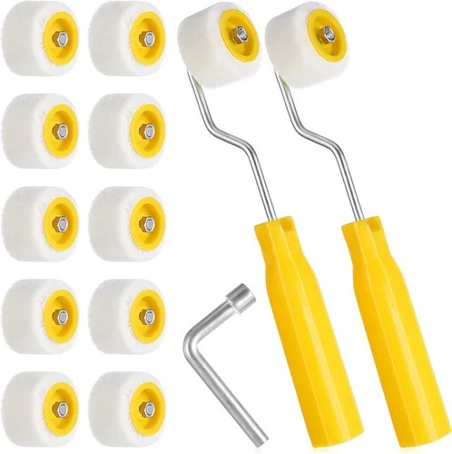 Mini rodillo de pintura de 4/5 pulgadas, pintura de rodillo de espuma, pequeña herramienta de pintura para retoque de borde o esquina (2 pinceles +