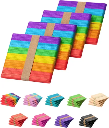 Mr. Pen - Palitos de paletas de colores, palitos de madera de colores arcoíris para manualidades, paquete de 200, 4.5 pulgadas