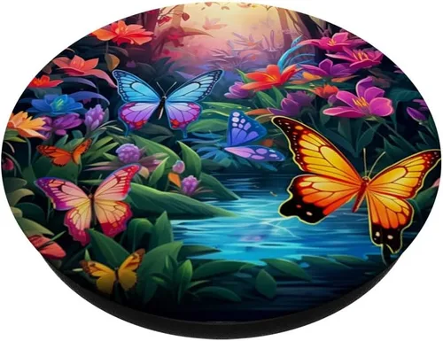 Miniatura 2 de Mariposas de colores en bosque mariposa PopSockets estándar PopGrip