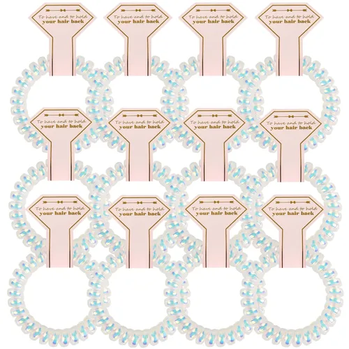 Miniatura 8 de Lazos para el cabello, 12 bobinas en espiral para despedida de soltera, regalo de dama de honor para novia, boda, mujeres, fiestas, invitados, Negro
