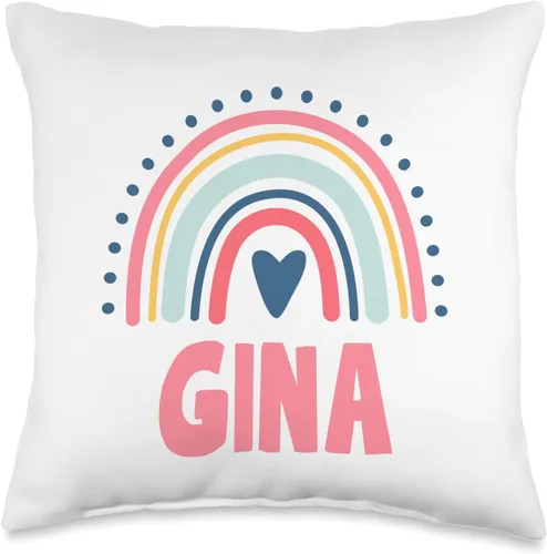 Idea Regalo Personalizzata con Nome Gifts Idea Gina Name Custom Woman Myth Legend - Almohada para fiesta de cumpleaños, 16 x 16 pulgadas, multicolor