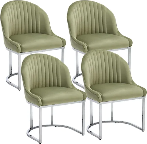 Miniatura 22 de Juego de 2 sillas de comedor de terciopelo, sillas de comedor tapizadas con patas de metal dorado, sillas auxiliares modernas para cocina, sillas