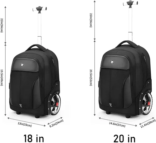 Miniatura 2 de WMHYLYH Mochila impermeable con ruedas de 20/22 pulgadas, Negro