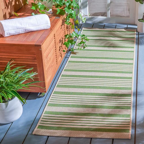 Miniatura 40 de SAFAVIEH Courtyard Collection - Alfombra decorativa, 2.3 x 5 pies, beige y verde oscuro, para interior/exterior, resistente a la intemperie