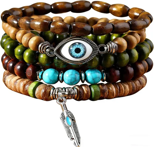 Miniatura 63 de Pulsera Gótica Ajustable de Cuero Trenzado Punk Multicapa de Estilo Grunge, Conjunto de Pulseras Emo con Brazalete de Metal, Envoltura