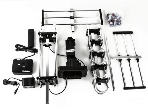 Miniatura 8 de Five Star Antena para exteriores HD TV de 200 millas de alcance con rotación motorizada de 360°, radio UHF/VHF/FM con control remoto infrarrojo