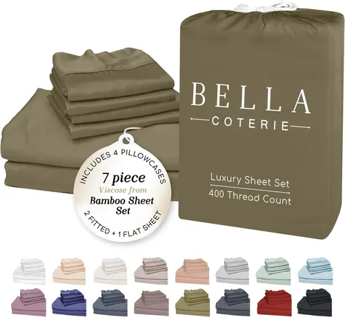 Miniatura 71 de Bella Coterie - Juego de sábanas de lujo de viscosa de bambú para cama tamaño split king 2 sábanas ajustadas para camas Sleep Number y camas 06