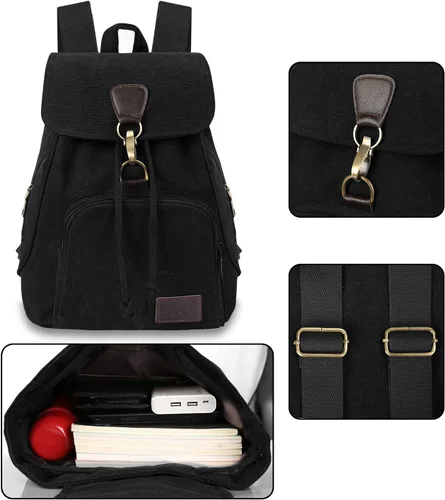 Miniatura 21 de Mochilas de lona a la moda, bolso casual para compras al aire libre, mochila deportiva, senderismo, viajes, bolsa multiusos, Café, Mochilas