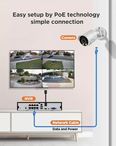 Miniatura 2 de Sistema de cámara de seguridad PoE, 4 cámaras IP bala con cable de 4 MP para exteriores, micrófono integrado para exteriores, detección de vehículos