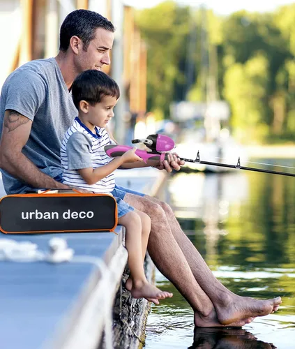 Miniatura 3 de Urban Deco Juego de caña de pescar para niños, portátil, telescópica, caña, carrete y kit combinado con caja de aparejos para principiantes, niños