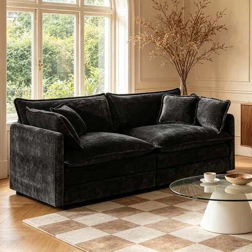 Miniatura 14 de GNIXUU 76" Modular Sectional Sofa, Beige Loveseat Sofa Cloud 2 Seater Couch, Comfy Chenille Love Seats 25" Deep Seat with 2 Pillows for Small Spaces