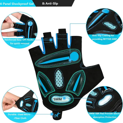 Miniatura 3 de BIKINGMOREOK Guantes de ciclismo para hombres y mujeres, guantes de bicicleta transpirables, almohadillas de gel de 0.197in, guantes de bicicleta