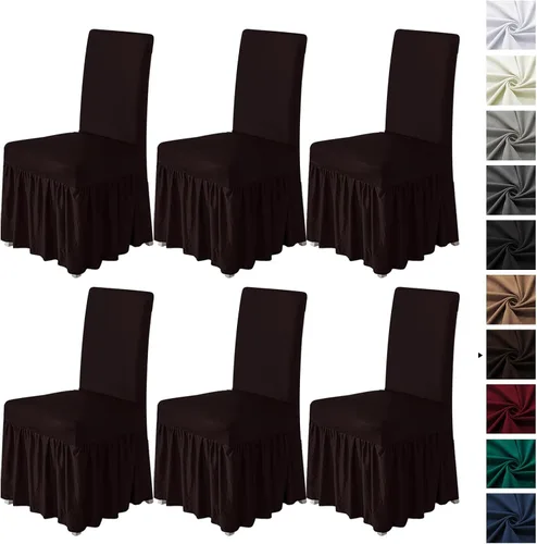 Miniatura 34 de molasofa Juego de 6 fundas para sillas de comedor, fundas elásticas para sillas con falda para cocina, protectores de asiento de cocina, decoración
